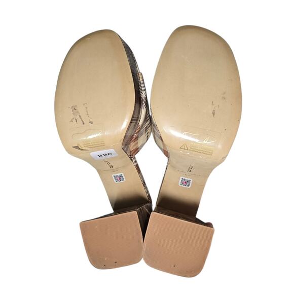 Larroude Dolly Mule Caramel Plaid Patent Leather Platform Heels Size 8.5 - Picture 8 of 9